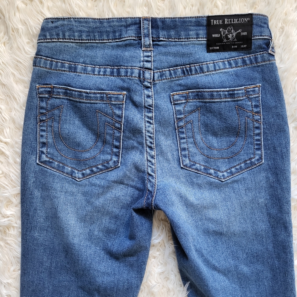 True Religion Womans Ankle Slit Halle Mid Rise Capri Skinny Jeans Size 27 - Picture 10 of 12